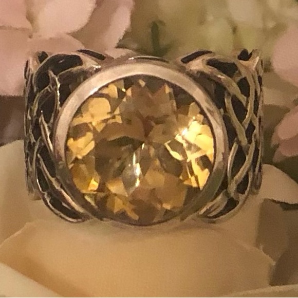 Vintage Silpada Sterling Silver and Citrine Statement Ring Size 7 - Picture 9 of 9